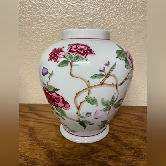 Vintage Taste Setter Sigma PLUMROSE by Gail Levitis Floral Vase Jar 7 1/2" Tall - Picture 3 of 11
